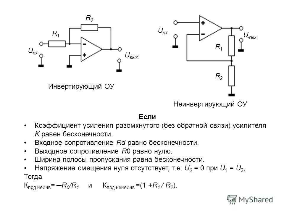 Схема инвертирующего усилителя