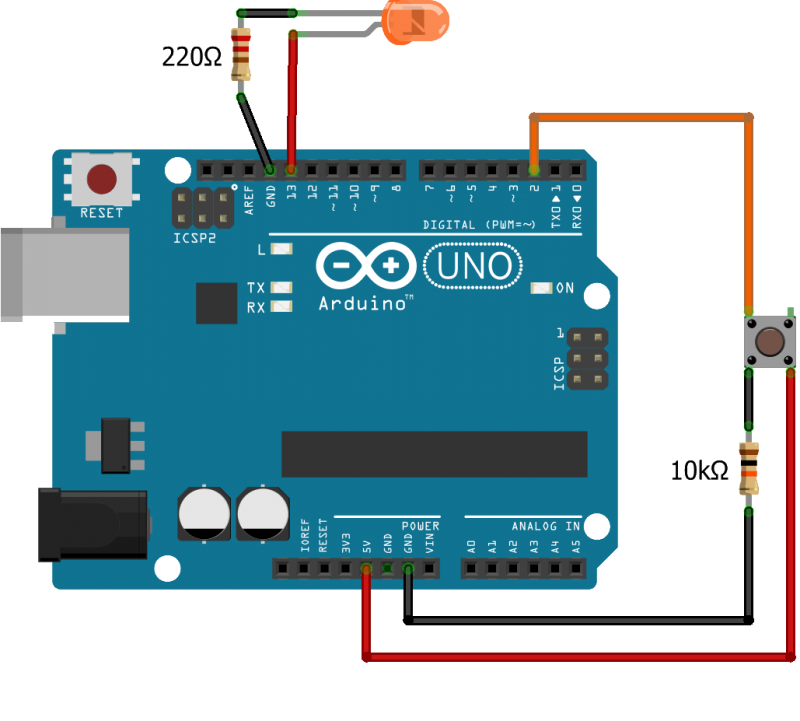 Ардуино схема с кнопкой