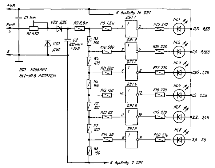 Схема индикатор уровня на к1003пп4