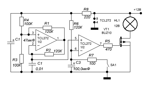 Плавный пуск lm358 схема