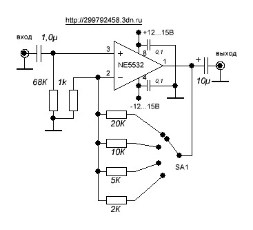 Ne5532 предусилитель схема с однополярным питанием