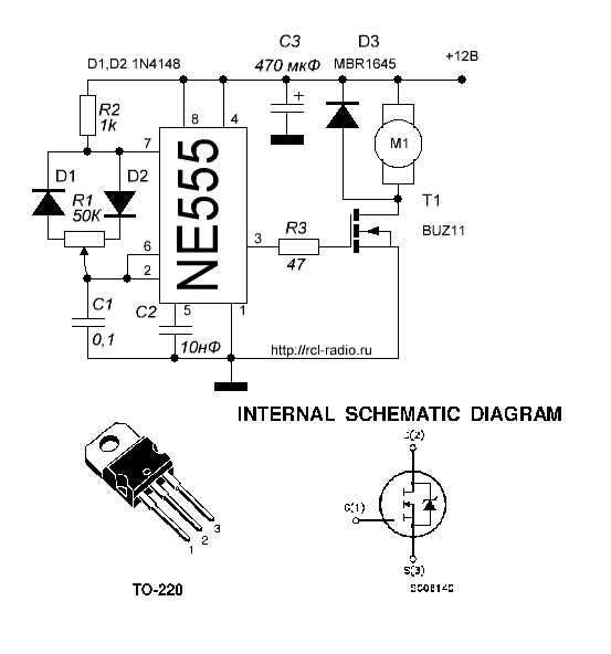 Шим регулятор на 555 для двигателя 24в схема