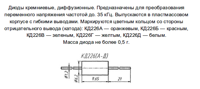 Диод кд105 характеристики маркировка и цветная картинка