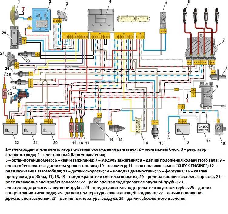 Ваз 21093 инжектор схема