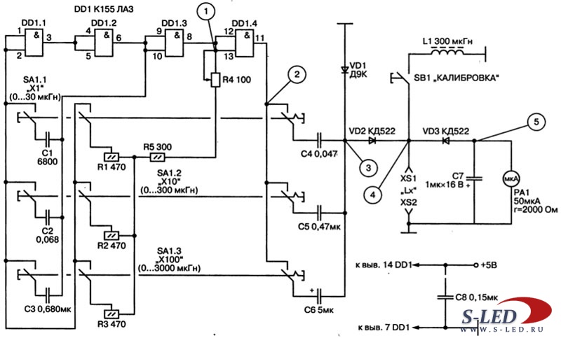 Самодельный прибор для измерения индуктивности: Приставка для измерения ...