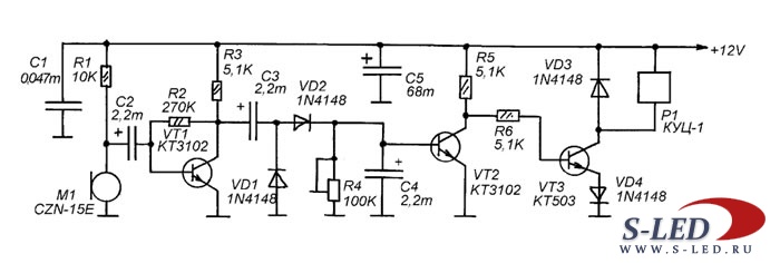 Звуковое реле схема
