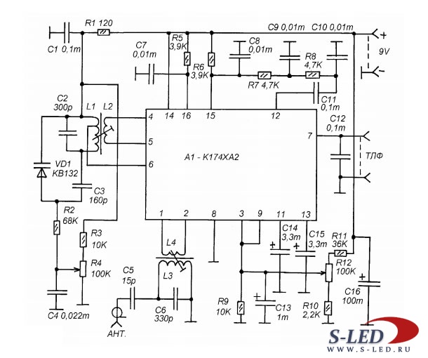 Приемник на 3 мгц схема на к174ха2