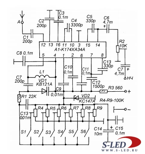 Приемник на к174ха34 схема