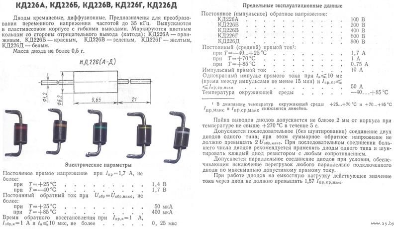 Диод кд105 характеристики маркировка и цветная картинка