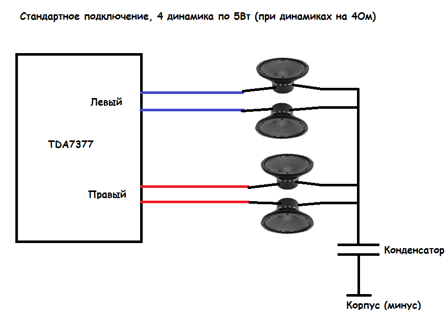 Схема подключения динамиков в колонке с разными омами