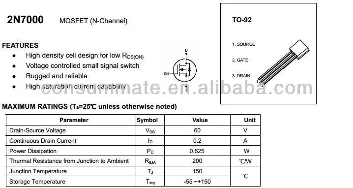 2n7000 характеристики схема подключения