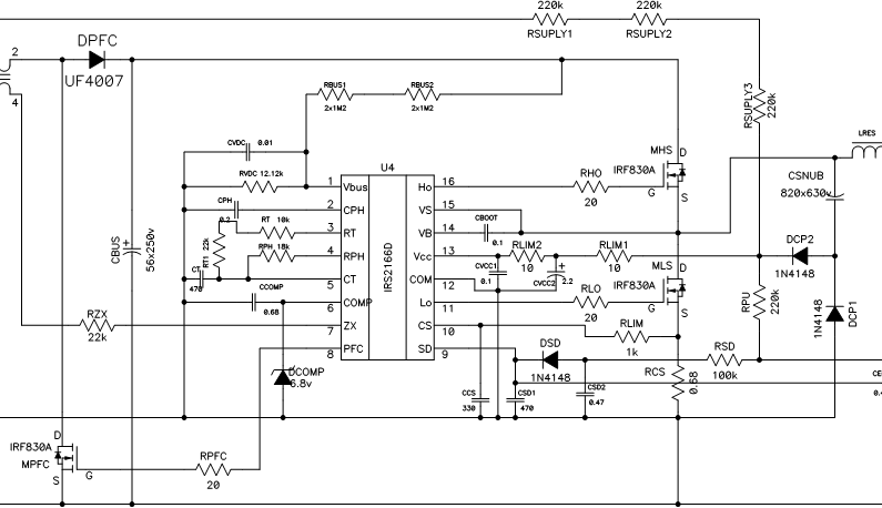 Схема irs2092amp 500w