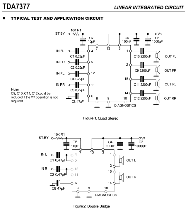 Tda7377 схема усилителя