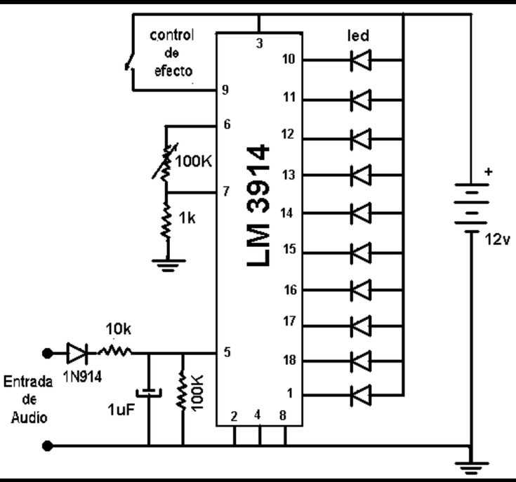 Индикатор на lm3915 схема