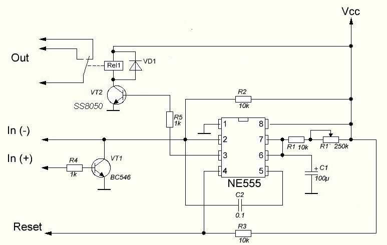 Триггер шмидта на ne555 микросхема схема