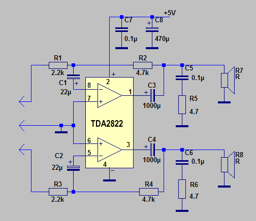 Tda 2822 усилитель схема