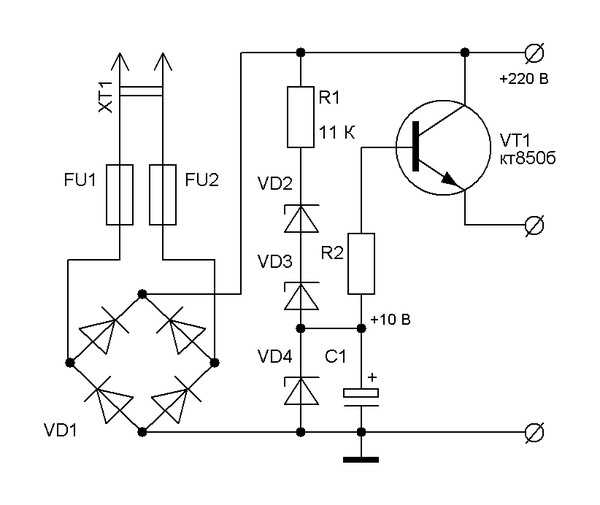 Нестабилизированный блок питания 12 вольт схема