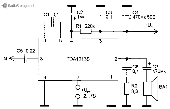 Tda7056 схема включения с однополярным питанием