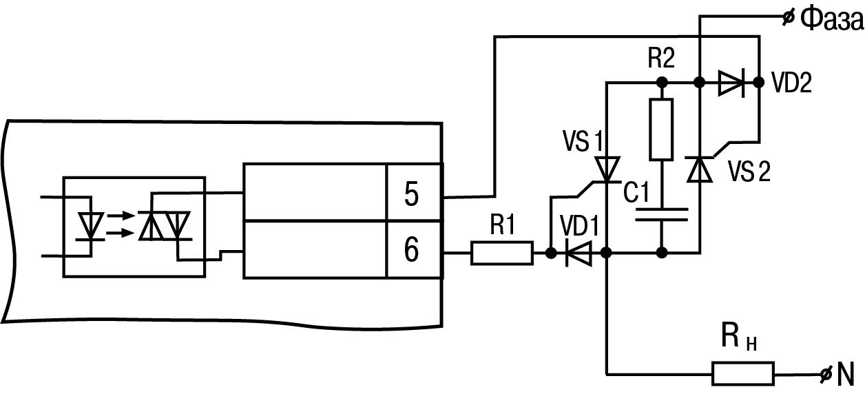 Схема включения симистора через оптопару