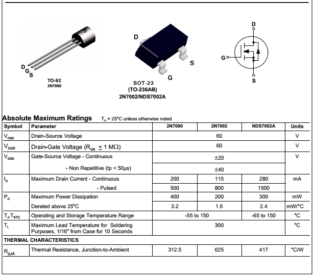 2n7000 характеристики схема подключения