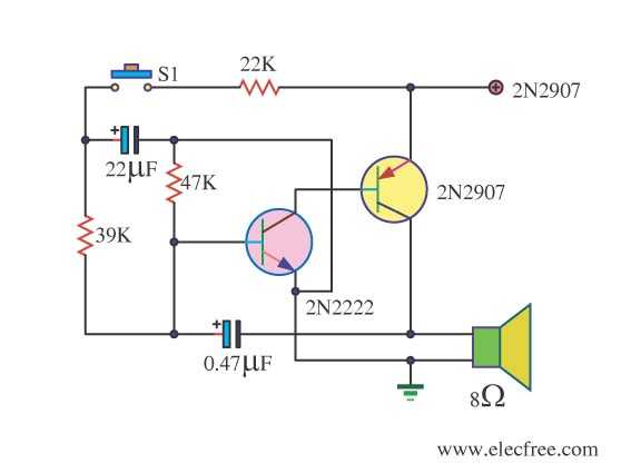 Схема сирены на пьезоизлучателе