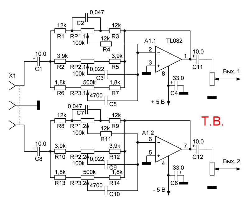 Трехполосный регулятор тембра на ne5532 схема