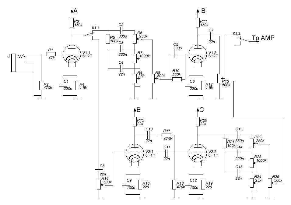 Схема усилителя для гитарного усилителя