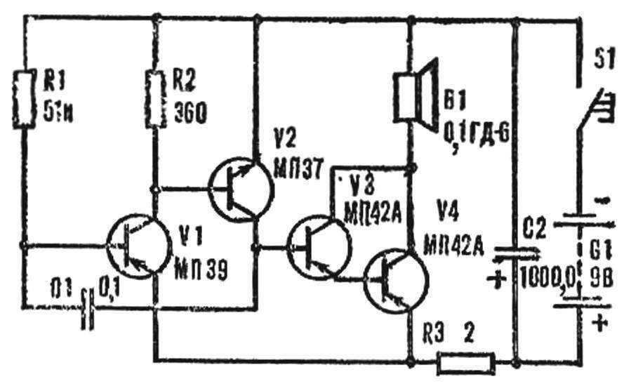 Схема звукового генератора на транзисторах 12 вольт