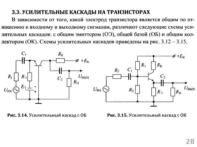 Схема включения каскада с общим эмиттером