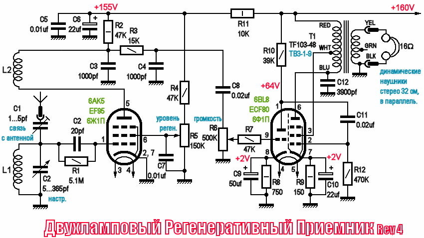 Ламповый приемник схема