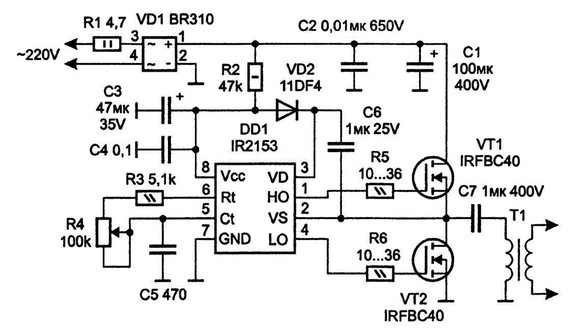 Ir2151 схема включения