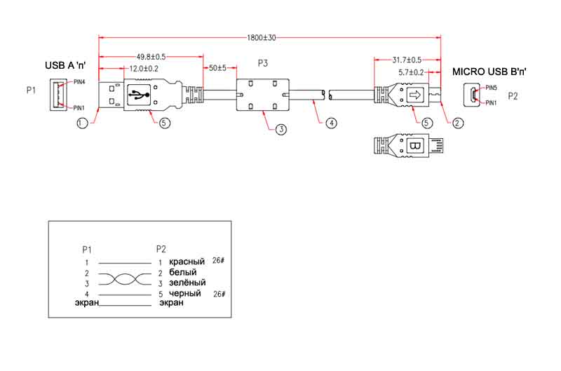 Схема usb шнура
