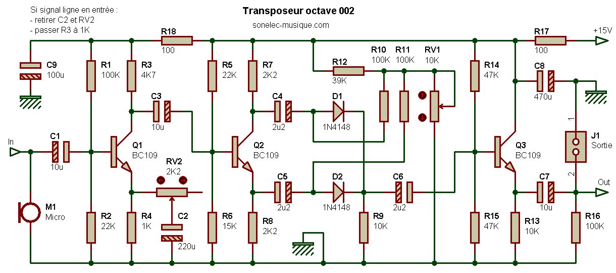 Схема октавера для электрогитары