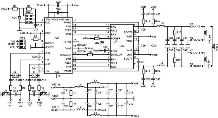 Схема усилителя на tda7498e