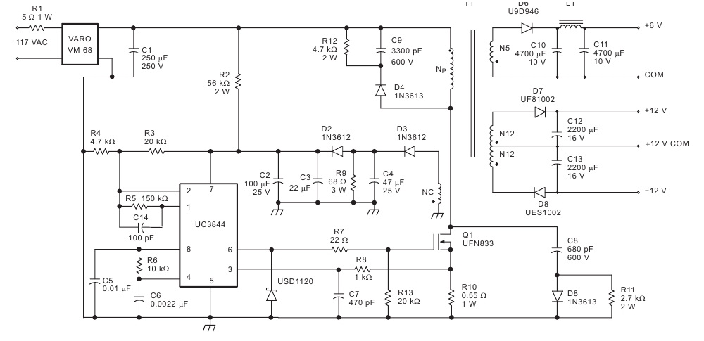 Lm3842 схема включения