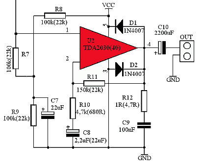Схема унч на тда 2030 с однополярным питанием