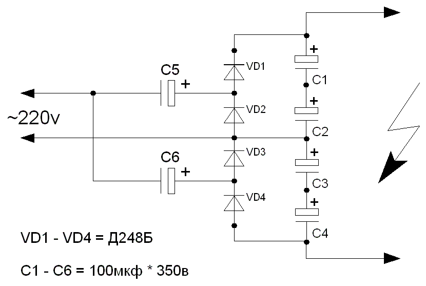 Схема умножителя на диодах и конденсаторах - 90 фото