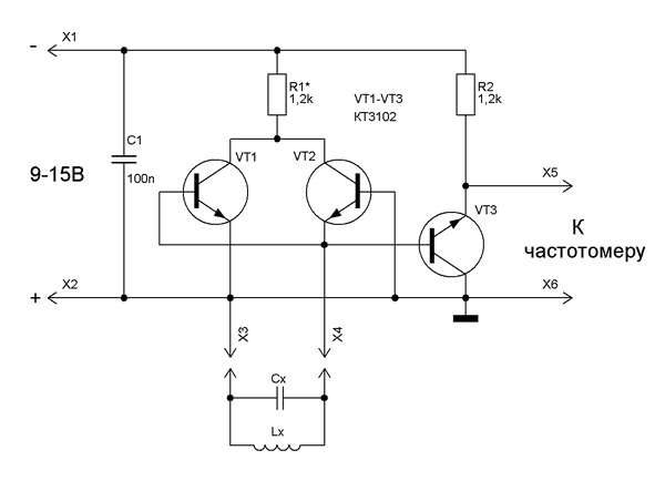 Схема измерителя индуктивности приставка к мультиметру. Высокочастотный LC Генератор схема. Схема измерителя мощности передатчика. Схема тестера индуктивности.