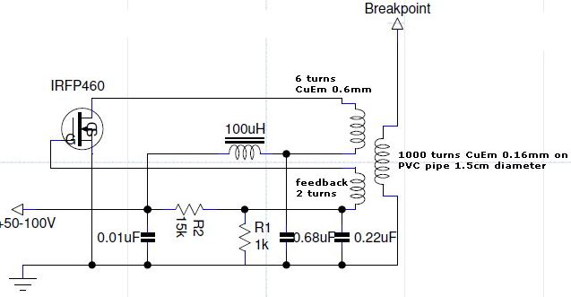 Схема катушки тесла на транзисторе irfp460