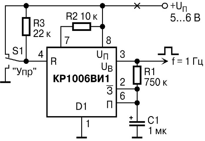 Таймер на кр1006ви1 схемы