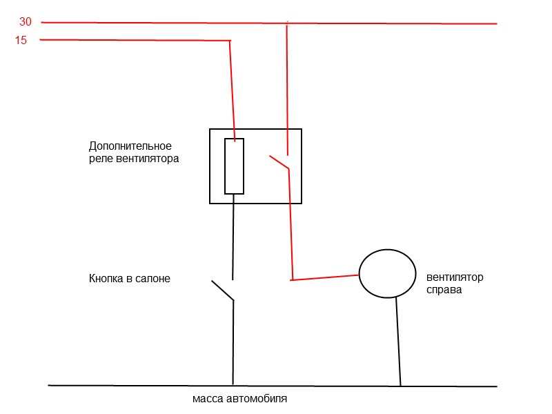 Схема подключения вентилятора через реле и датчик