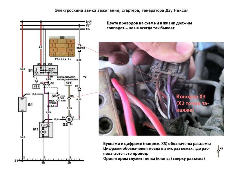 Схема подключения реле зажигания дэу нексия