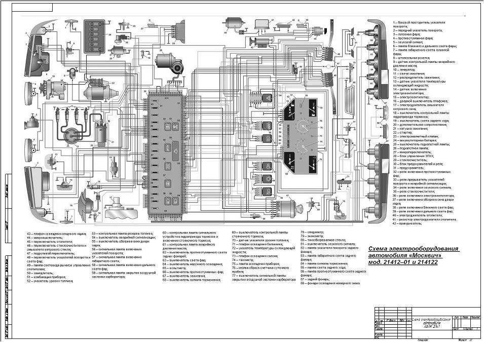 Москвич 2141 схема блока предохранителей