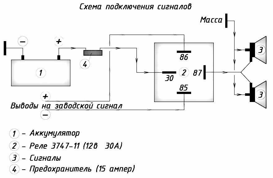 Как подключить волговские сигналы через реле схема подключения