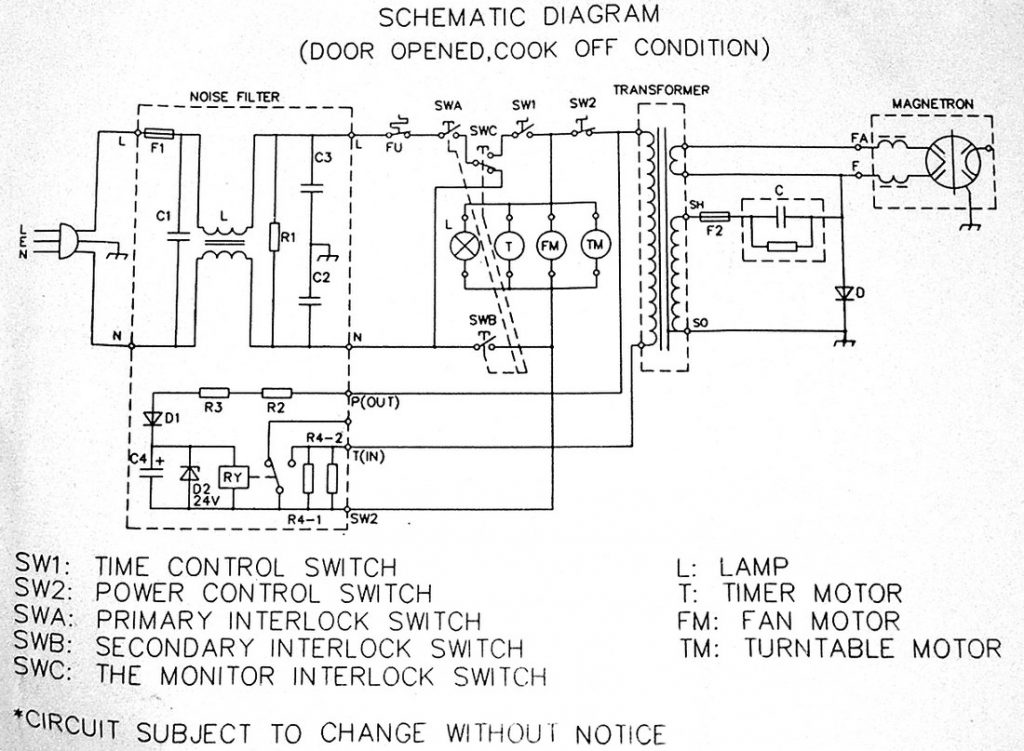 Электрическая схема микроволновой печи