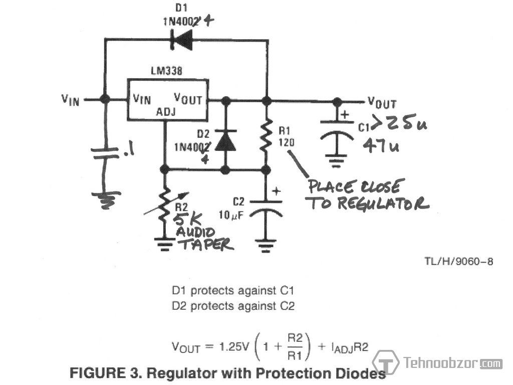 Lm338 схема включения