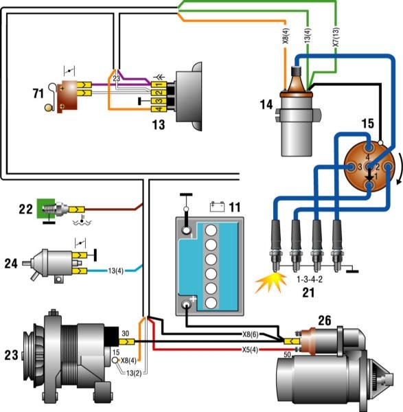 Система зажигания москвич 408 схема