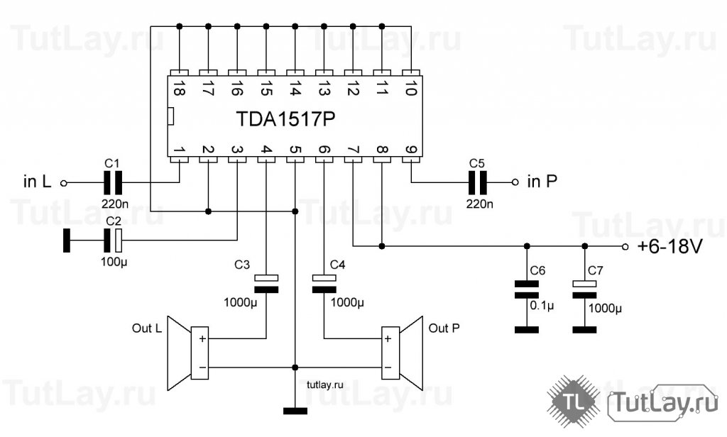 Микросхема tda7292 схема подключения