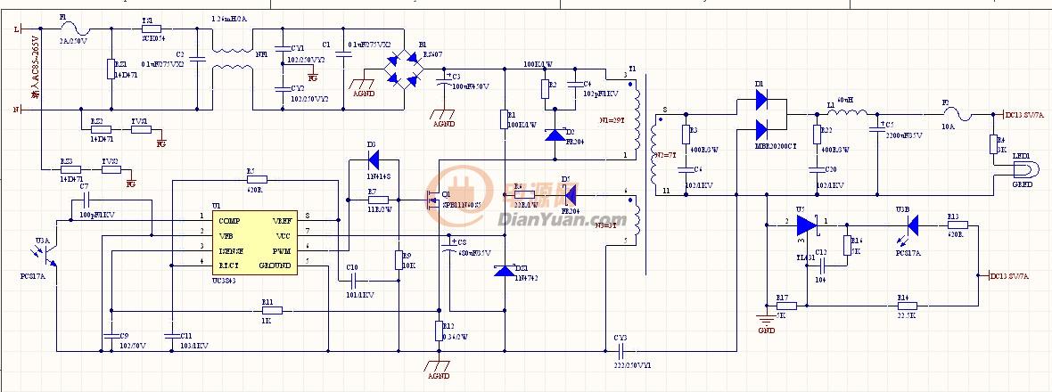 Uc3843an схема блока питания