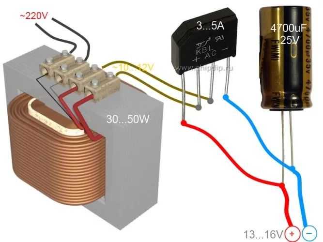 Схема подключения трансформатора на 12 вольт